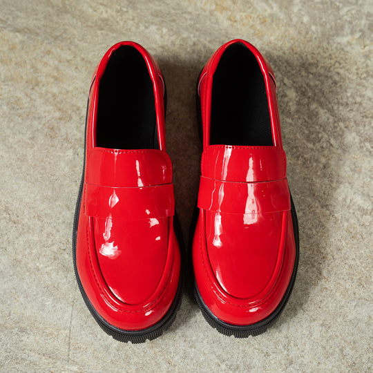 Damen Modische Loafers mit glänzender Oberflächenstruktur EB