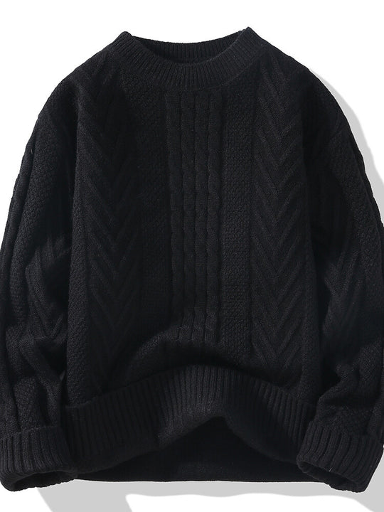 Herren Grobstrickpullover mit Zopfmuster und lässigem Schnitt EB