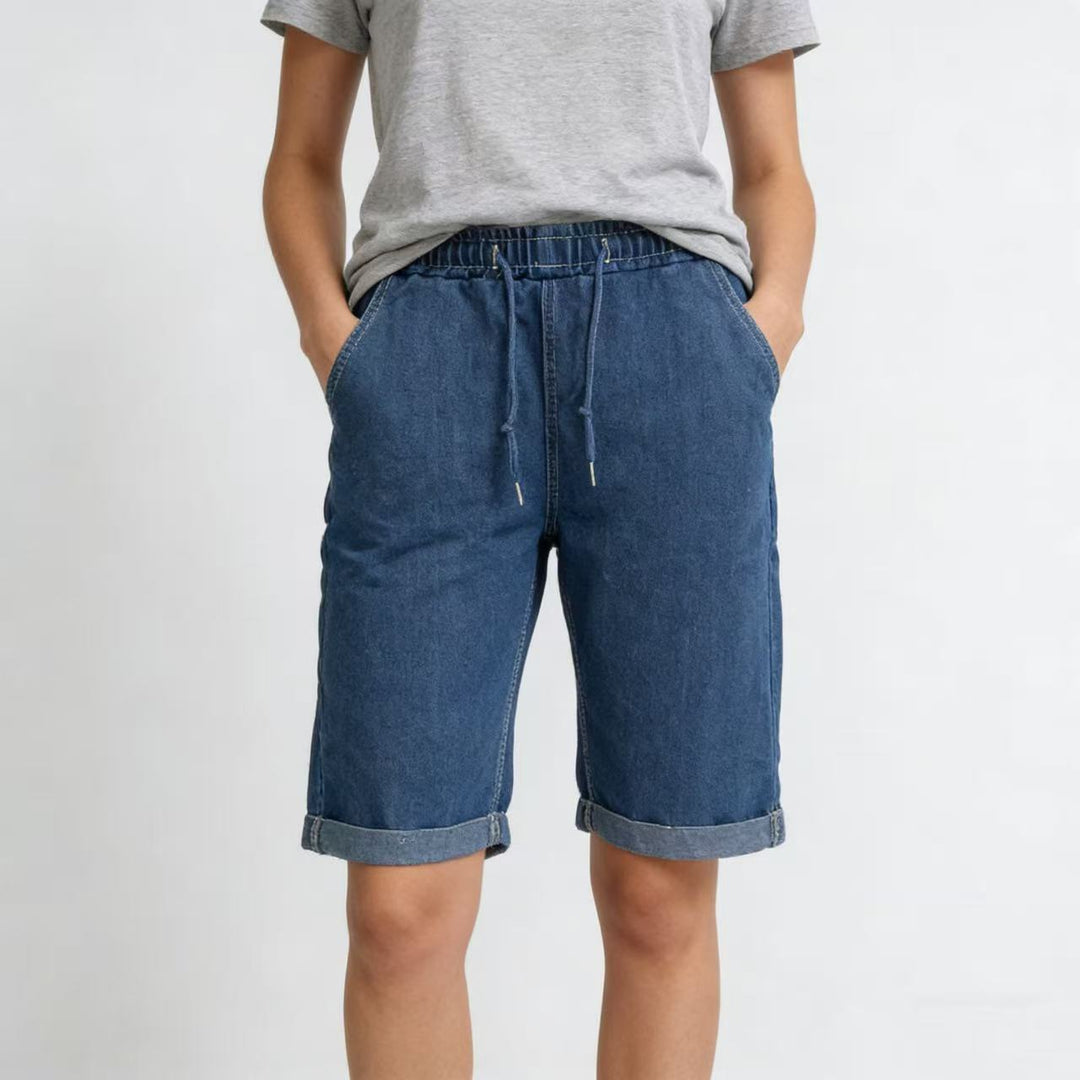 Damen Jeans-Shorts mit elastischem Bund und praktischen Taschen EB