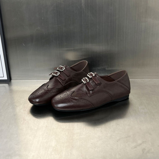 Damen elegante Mokassins mit doppeltem Schnallenverschluss EB