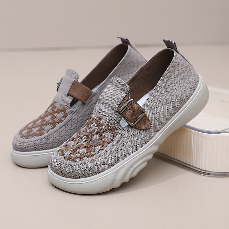 Damen Komfortable Slip-On Freizeitschuhe mit modischem Riemen EB
