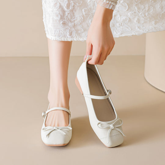 Damen Ballerinas mit eleganter Schleife und komfortablem Riemen EB