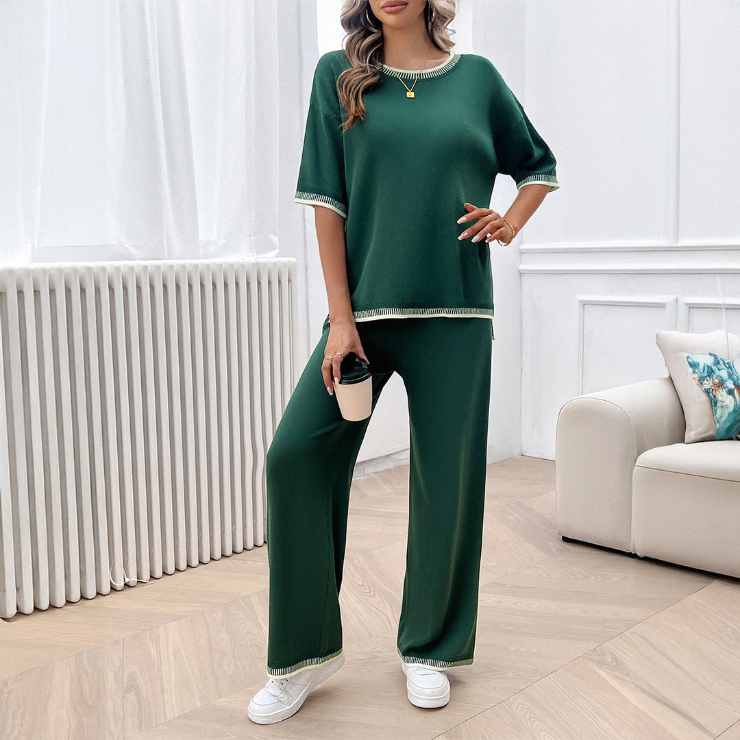 Damen Lässiges Set aus weitem Oberteil und weiten Hosen EB
