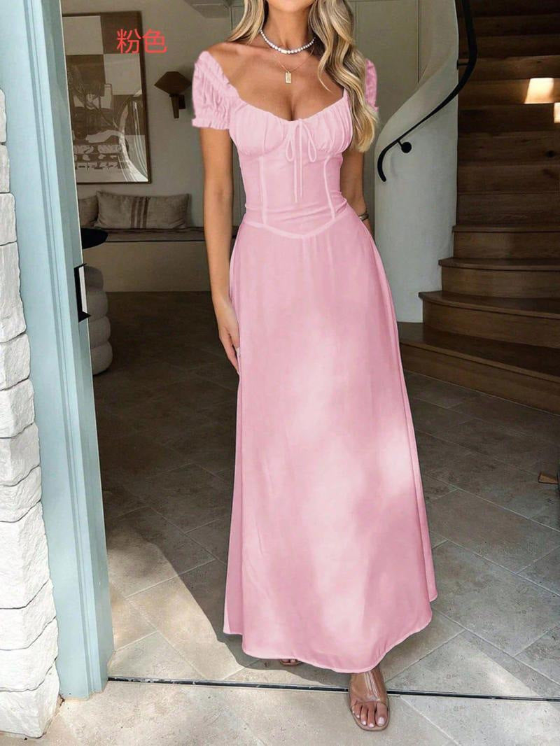 Damen Maxi-Kleid mit charmanten Rüschendetails und schmeichelndem Schnitt EB
