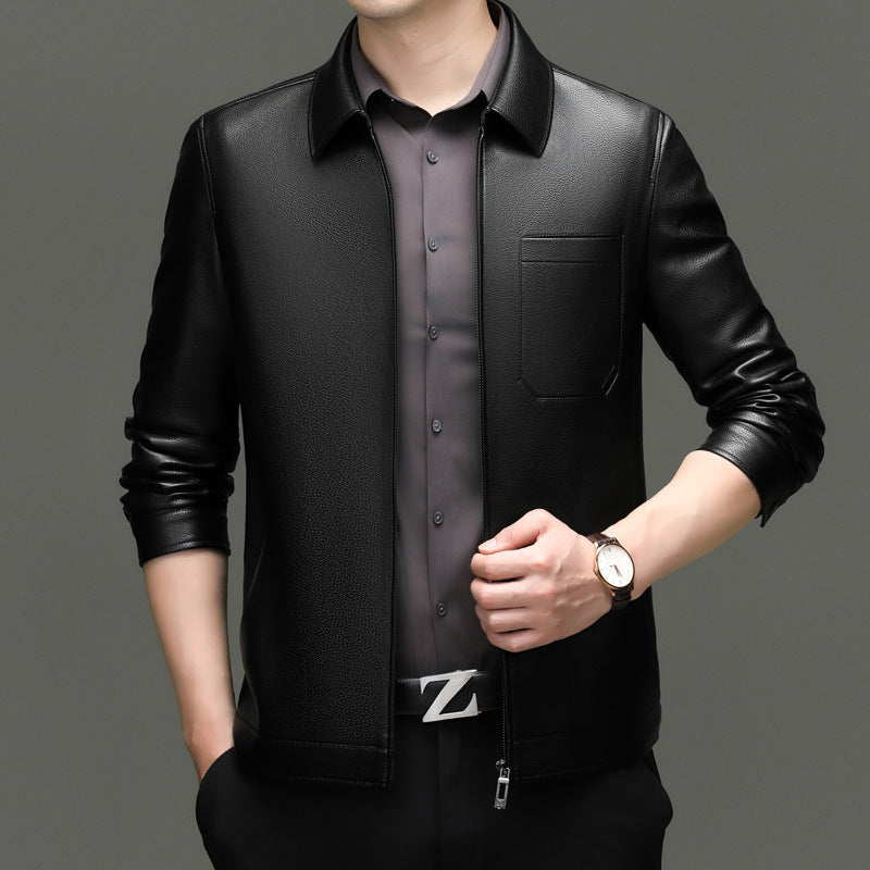Herren Kunstlederjacke mit modernem Schnitt und praktischen Taschen EB