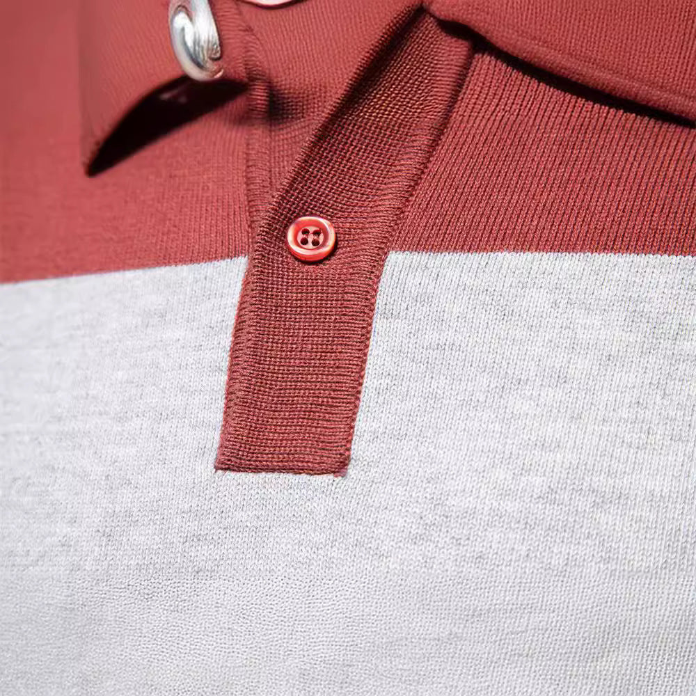 Herren Langarm-Polo-Shirt mit modischem Streifendesign EB