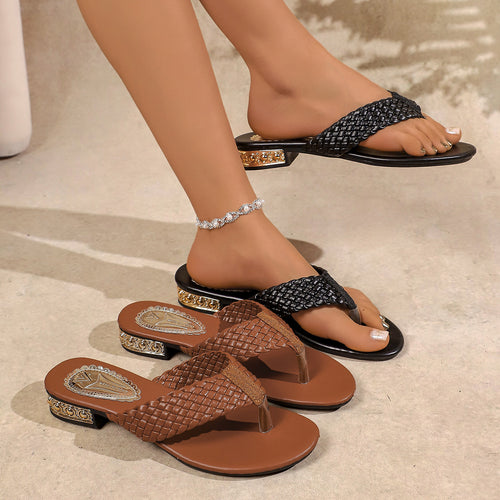 Damen Pantoletten mit geflochtenem Riemendesign und elegantem Blockabsatz EB