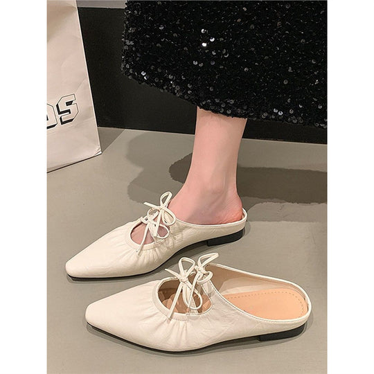 Damen flache Mules mit dekorativen Schleifen EB
