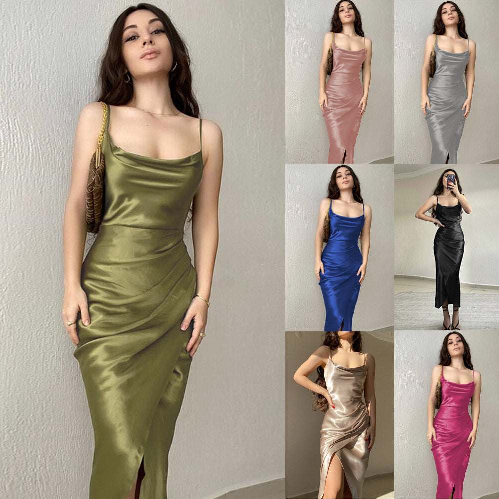 Damen Elegantes Maxikleid mit verführerischem Drapé und seitlichem Schlitz EB