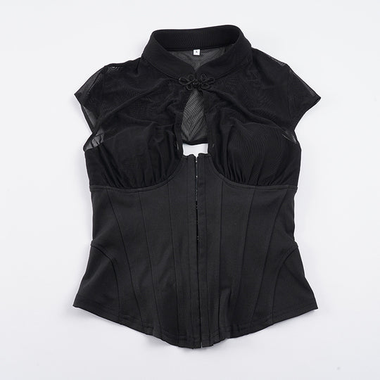 Damen Corsage mit transparenten Einsätzen und raffinierter Schnürungsdetail EB