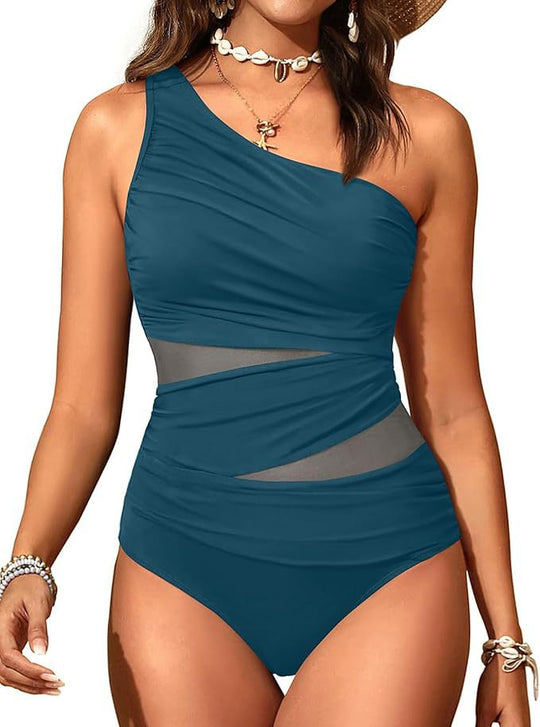 Damen stilvoller Badeanzug mit asymmetrischem Schnitt EB