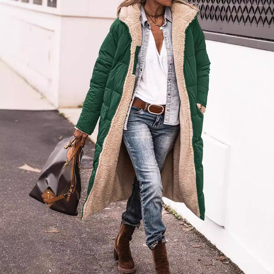 Damen Lange Gefütterte Winterjacke mit Luxuriösem Innenfutter EB