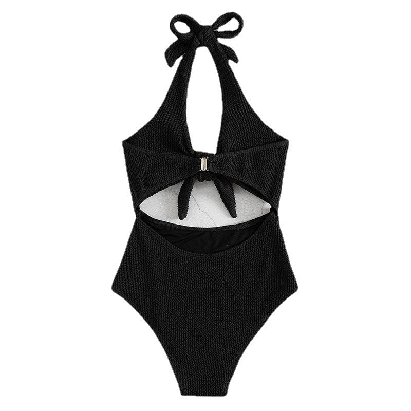 Damen Hoch geschnittener Badeanzug mit Knotendetail EB