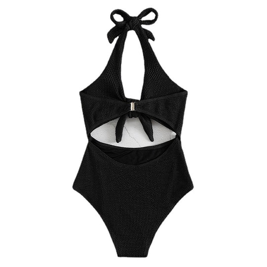 Damen Hoch geschnittener Badeanzug mit Knotendetail EB