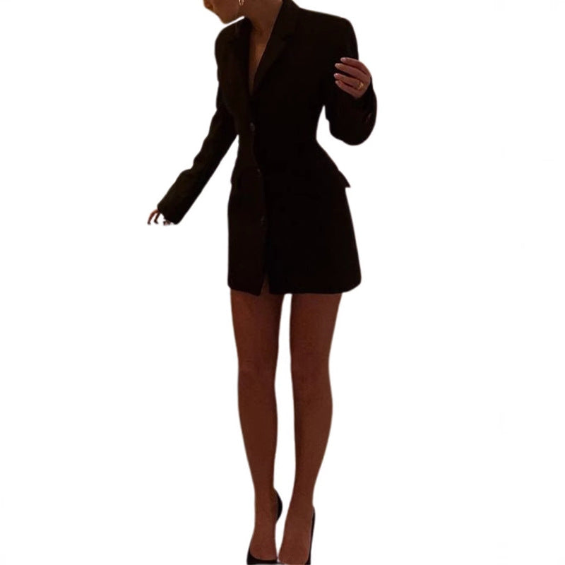Damen Stylish Blazer-Kleid mit figurbetontem Schnitt und modischen Akzenten EB