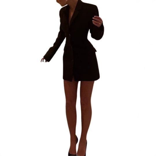 Damen Stylish Blazer-Kleid mit figurbetontem Schnitt und modischen Akzenten EB