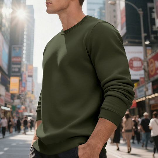 Herren nan weiches Rundhals-Sweatshirt aus Baumwollmix mit gerippten Bündchen und relaxed Fit EB