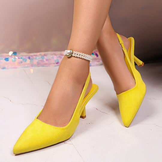 Damen Elegante Slingback-Pumps mit glänzendem Riemendesign EB