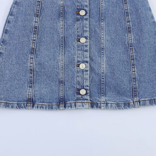 Damen Jeanskleid mit geflochtenem Knoten und durchgehender Knopfleiste EB