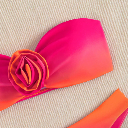 Damen Bandeau-Bikini mit floralem Herzdesign EB