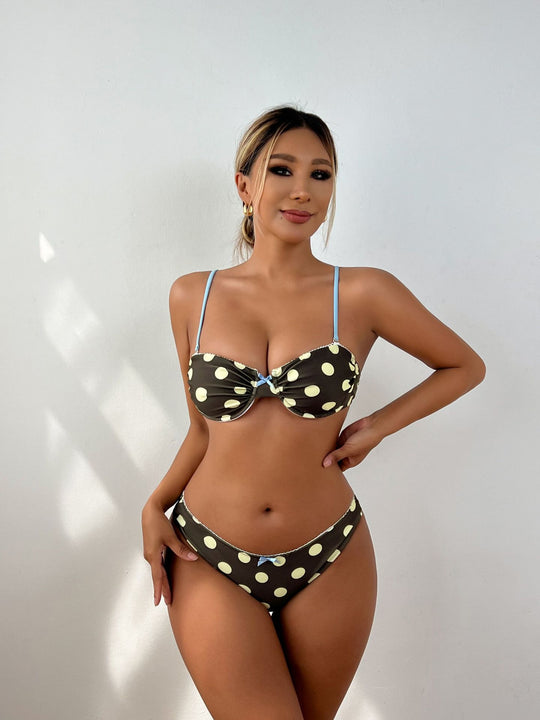 Damen Bunte gepunktete Bikini-Set EB