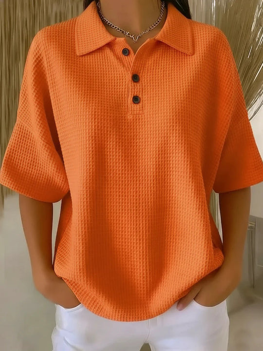 Damen sportliches Poloshirt aus Waffelpiqué EB