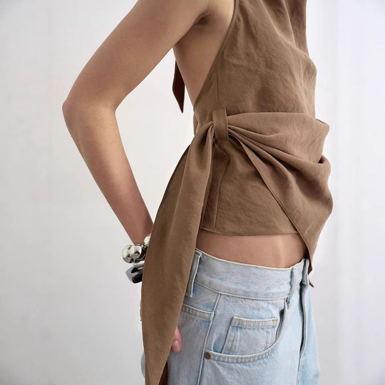Damen Elegantes Wickeltop mit asymmetrischem Saum EB