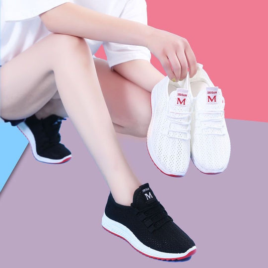 Damen trendige Sport Sneakers mit atmungsaktivem Strick-Obermaterial EB