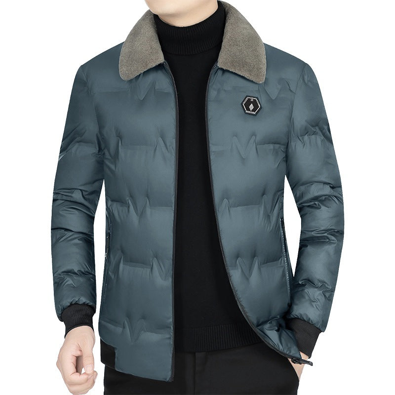 Herren Gesteppte Winterjacke mit Kunstfellkragen und Thermofüllung EB