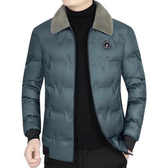 Herren Gesteppte Winterjacke mit Kunstfellkragen und Thermofüllung EB