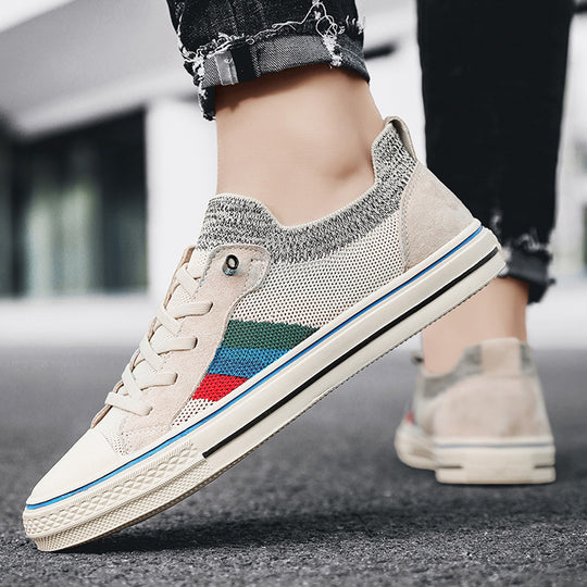 Damen lässige und luftige Sneakers mit elastischem Kragen und modischem Streifen EB