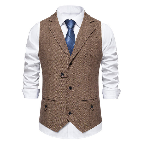 Herren elegante Anzugweste im Herringbone-Design mit modernem Schnitt EB