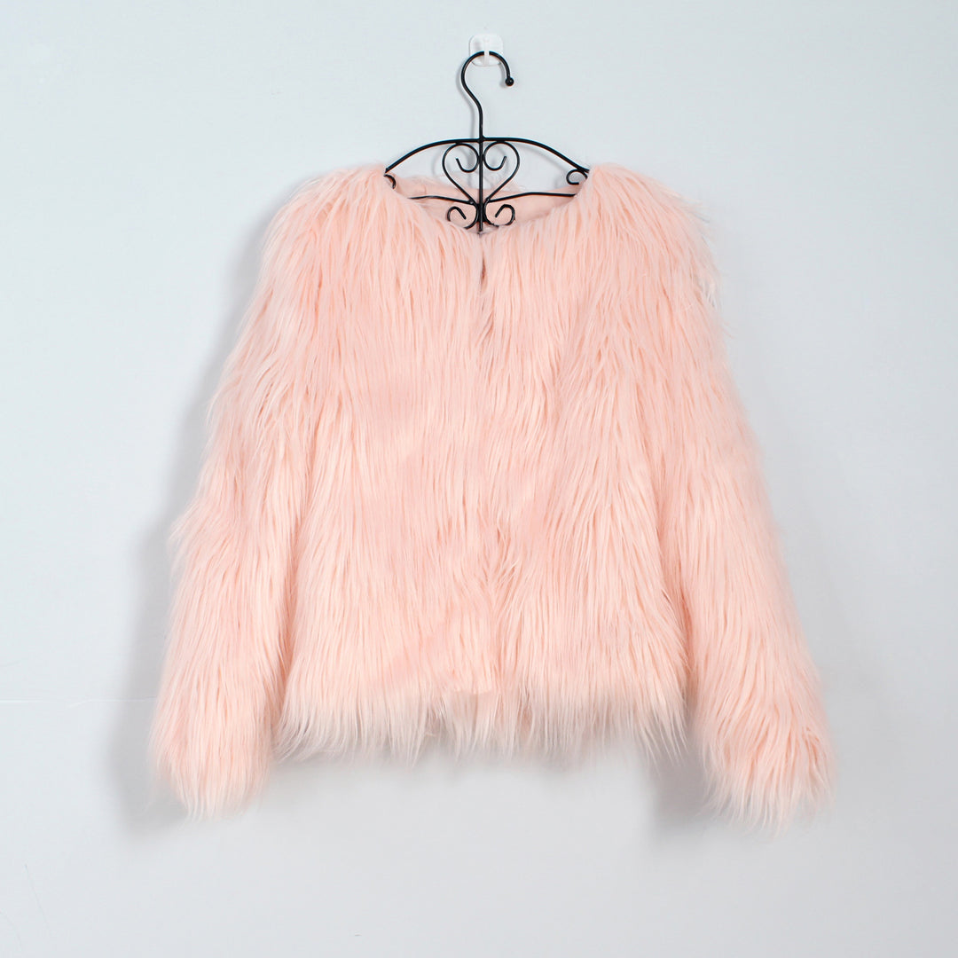 Damen Flauschige Kunstpelzjacke mit lässigem Schnitt EB