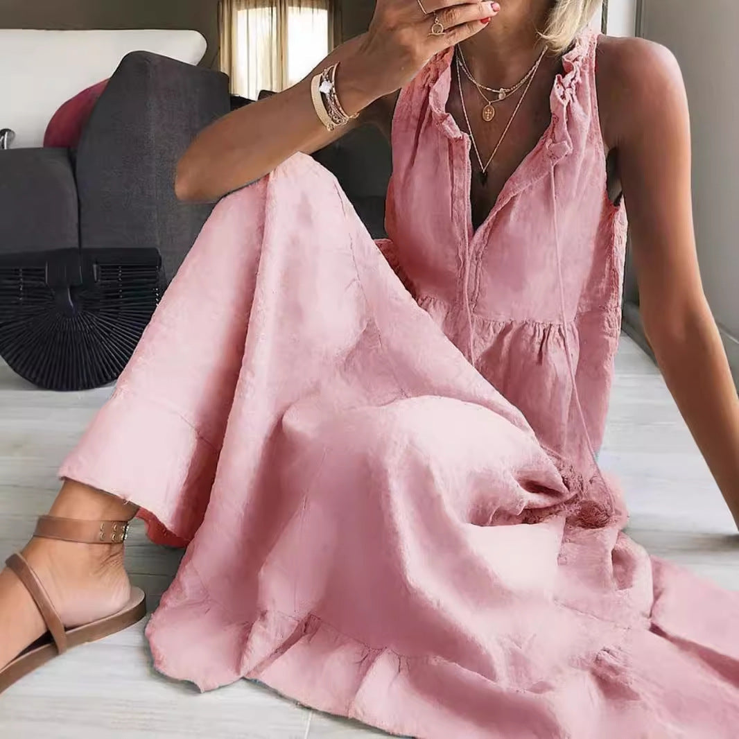 Damen Maxikleid mit romantischem Rüschendetail EB