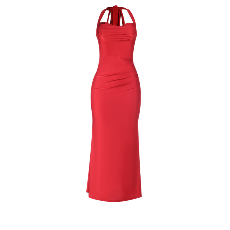 Damen Elegantes Maxikleid mit tiefem V-Ausschnitt und taillierter Silhouette EB