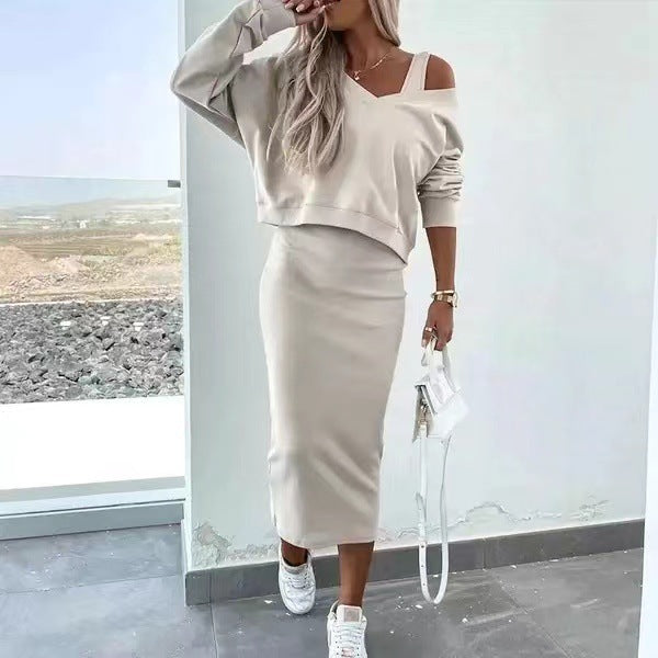 Damen elegantes Set aus Pullover und Bleistiftrock EB