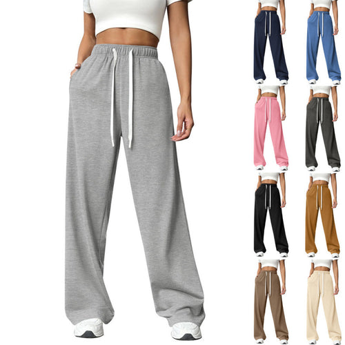 Damen Bequeme und lässige Freizeithose mit weitem Schnitt und elastischem Bund EB