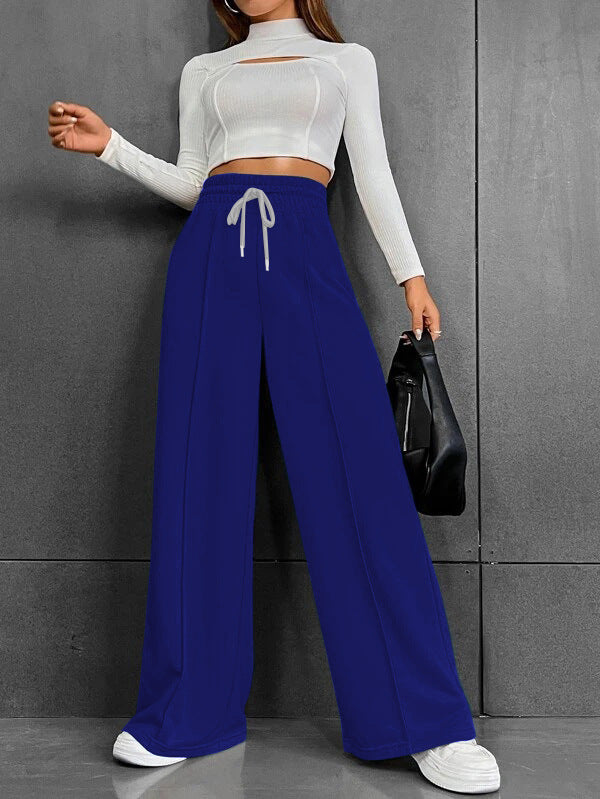 Damen weite Freizeit-Hose mit elastischem Bund und seitlichen Taschen EB