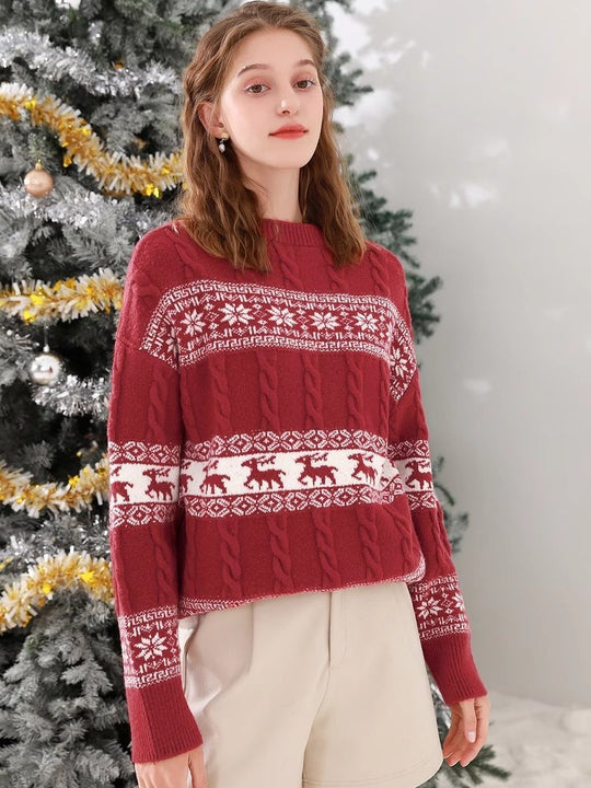Damen Pullover mit festlichem Weihnachtsdesign EB