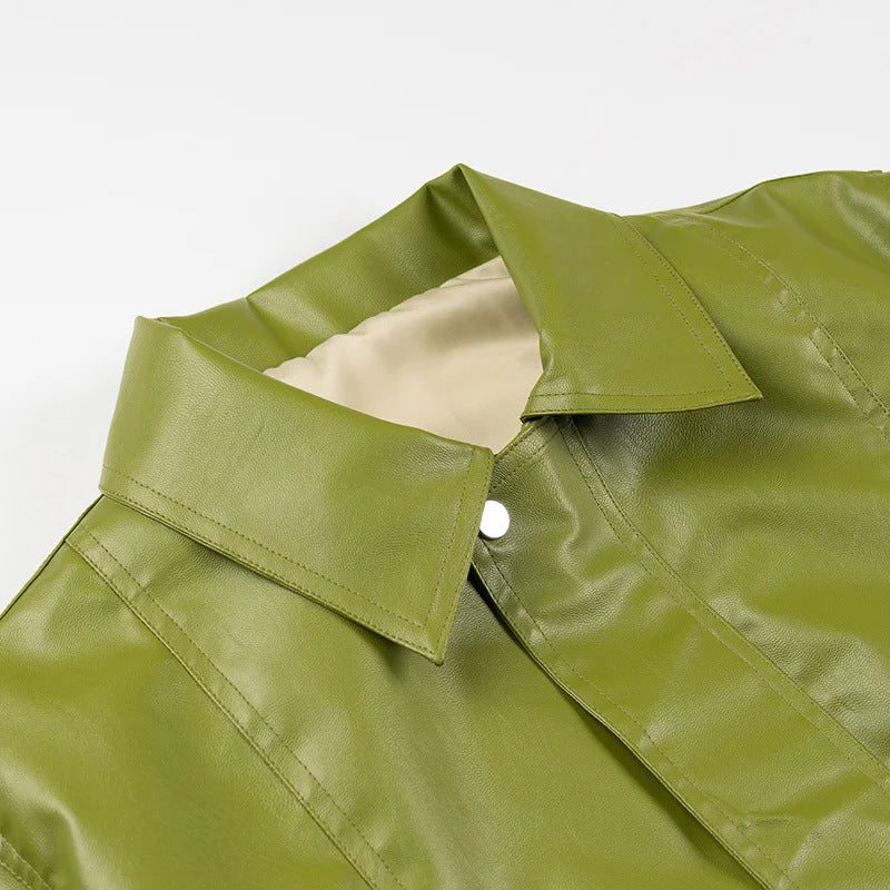 Damen Kunstlederjacke mit praktischen Taschen und modernem Schnitt EB