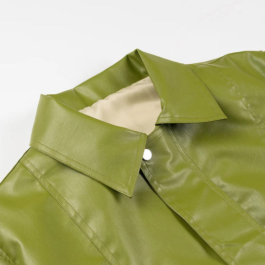 Damen Kunstlederjacke mit praktischen Taschen und modernem Schnitt EB