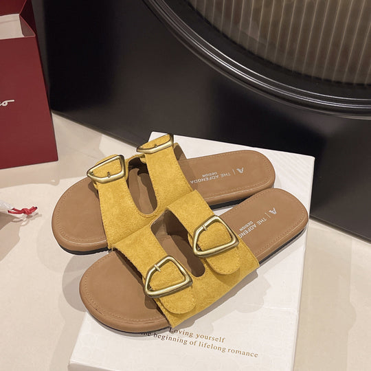 Damen Modische Sandalen mit doppeltem Riemen und eleganten Schnallen EB