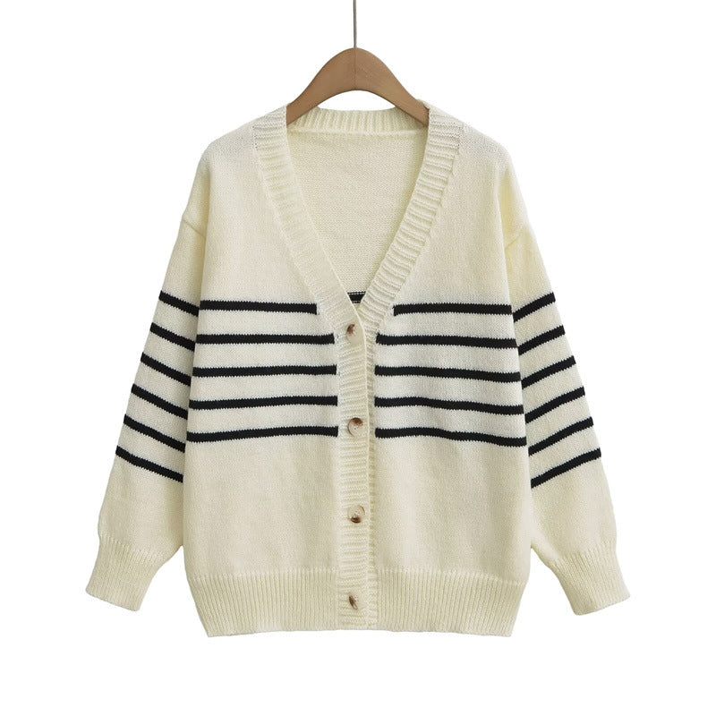 Damen Strickjacke mit Streifenmuster und sanfter Textur EB