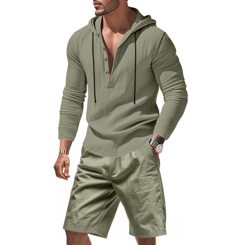 Herren lässiges Freizeit-Set mit Hoodie und Shorts EB