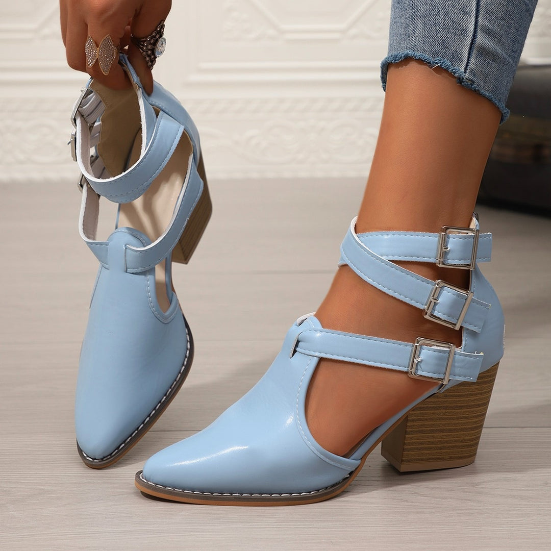 Damen elegante High-Top Stiefeletten mit verstellbarem Riemendesign EB