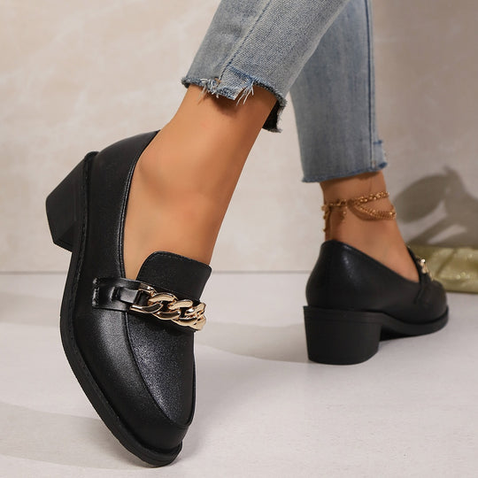 Damen Elegante Mokassins mit modischem Kettenbesatz EB