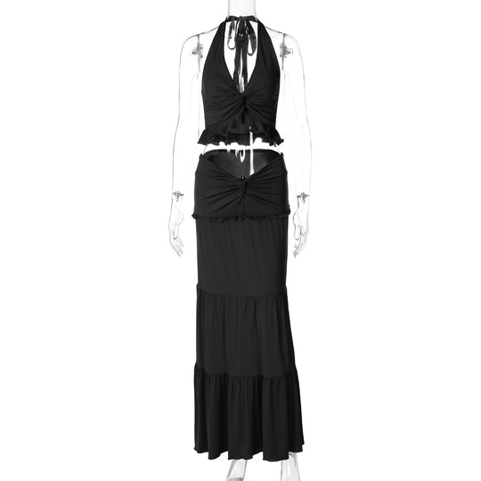 Damen Maxi-Kleid mit offener Rückenpartie und innovativem Wickeldesign EB