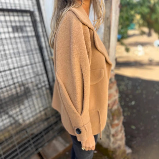 Damen Oversized Nachtjacke aus weichem Wollmix mit praktischen Taschen EB