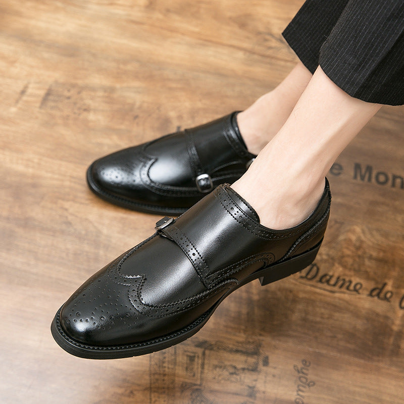 Herren elegante Doppelmonks mit Brogue-Lochung und gepolstertem Komfortfußbett EB