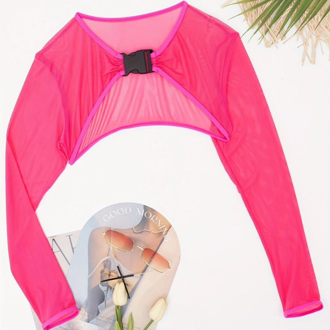 Damen Langärmliger Crop-Top Überwurf EB
